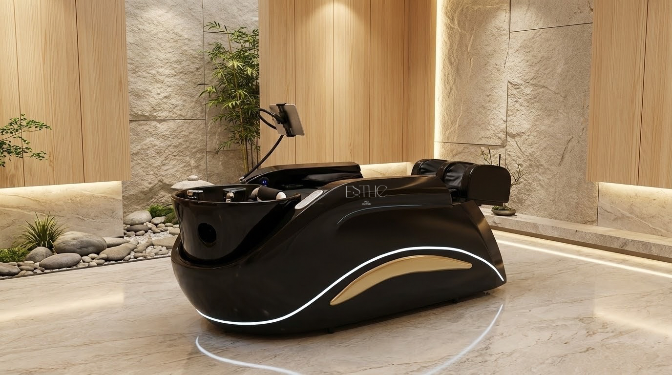 Lit de Head Spa Luxe – Soin Capillaire Premium avec LEDS Ambiantes